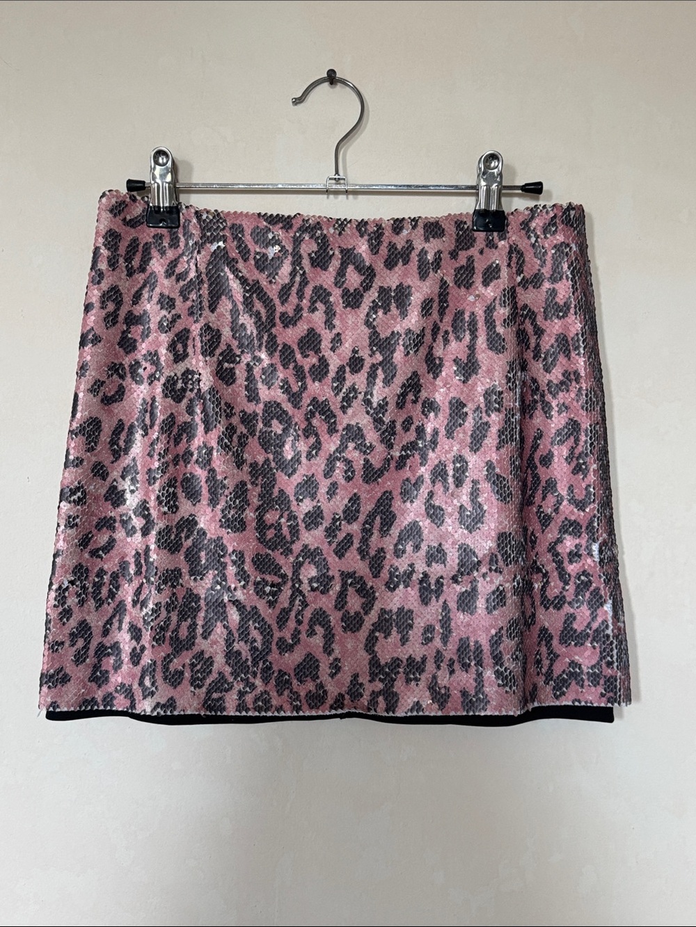 Free People Pink Leopard Sequin Mini Skirt